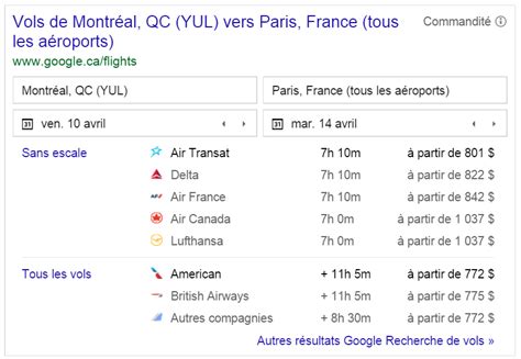google flight comparateur vol.